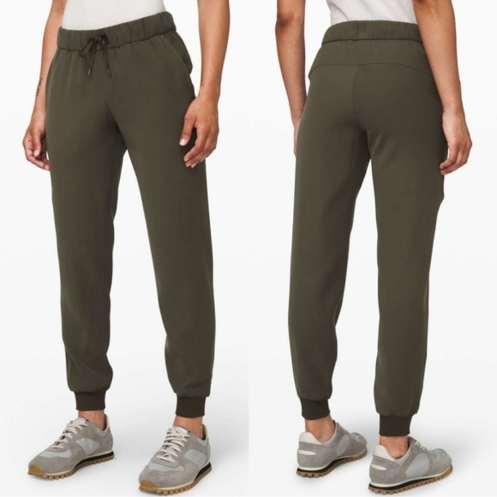 Lululemon Pants Olive Green On The Fly Joggers Size 2 Drawstring Pockets